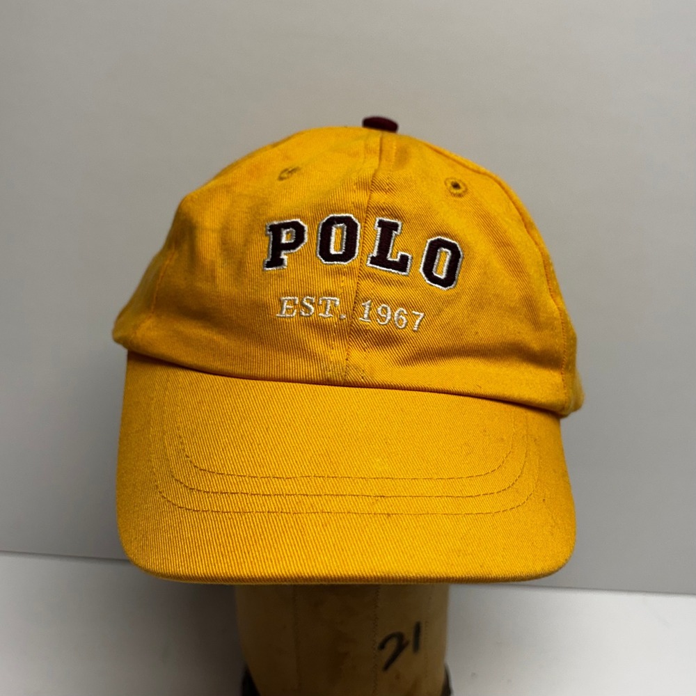 Polo Ralph Lauren Mustard Yellow Est 1967 Embroidered Strapback Hat Cap S/M